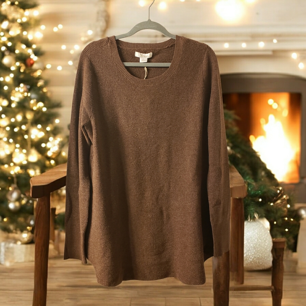 NWT! Natural Reflections Brown Ribbed Sweater